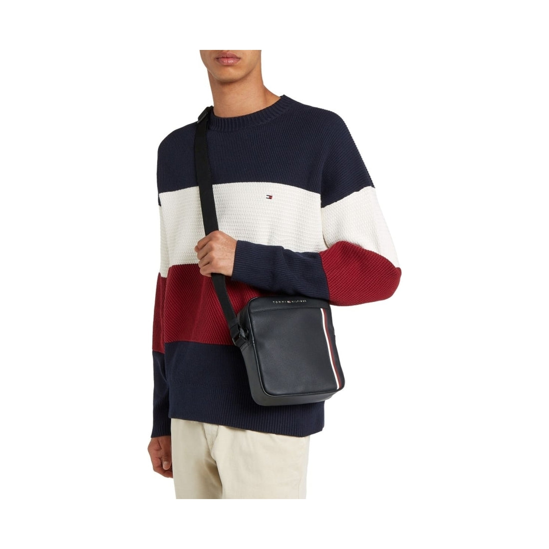 Tommy Hilfiger mens black pique mini reporter | Vilbury London