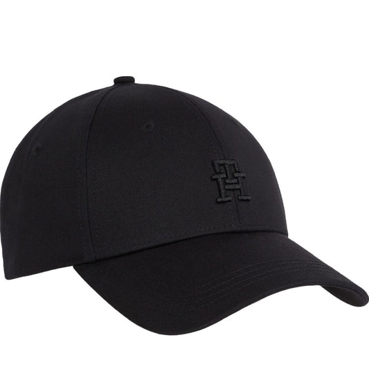 Tommy Hilfiger mens black monogram cap | Vilbury London