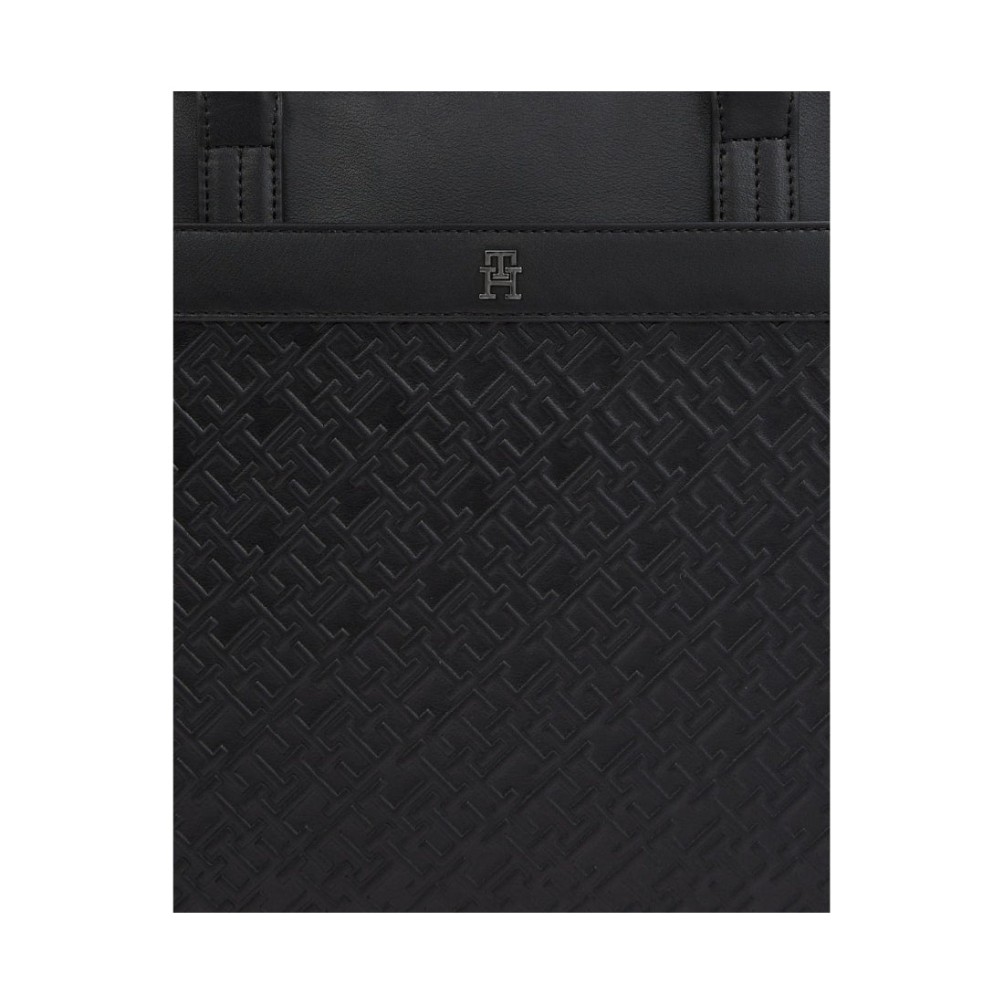 Tommy Hilfiger mens black monogram computer bag | Vilbury London