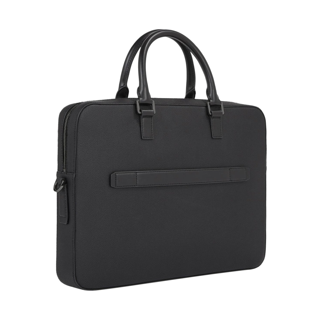 Tommy Hilfiger mens black coated canvas computer bag | Vilbury London