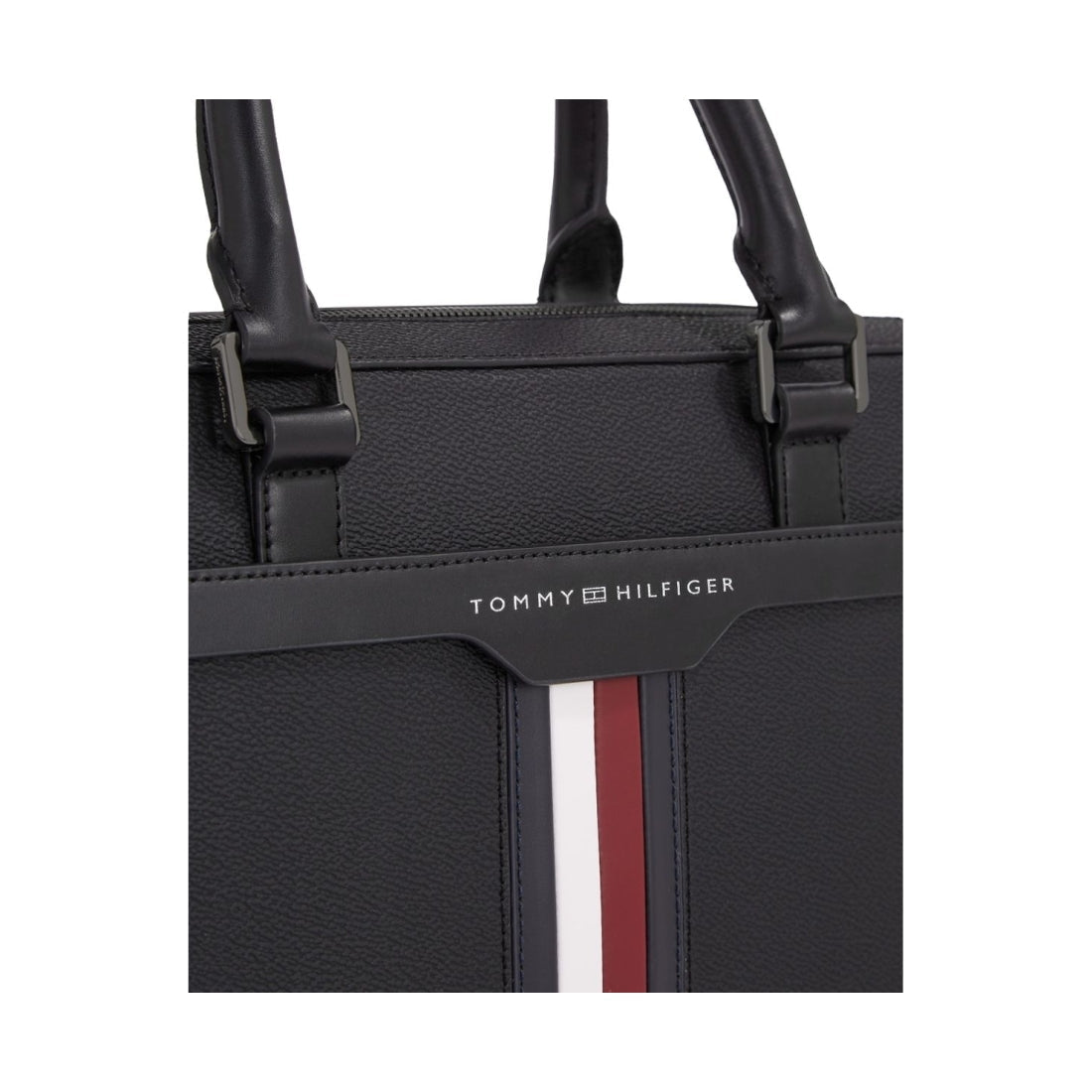 Tommy Hilfiger mens black coated canvas computer bag | Vilbury London