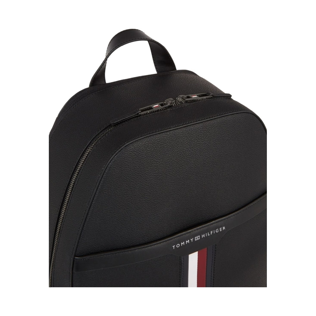 Tommy Hilfiger mens black coated canvas backpack | Vilbury London