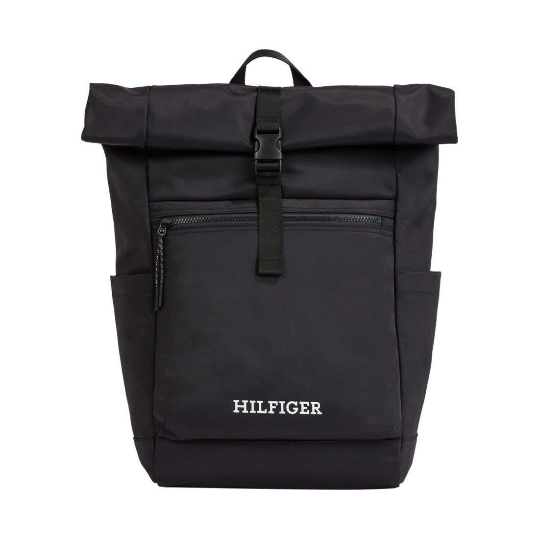 Tommy Hilfiger mens black monotype rolltop backpack | Vilbury London