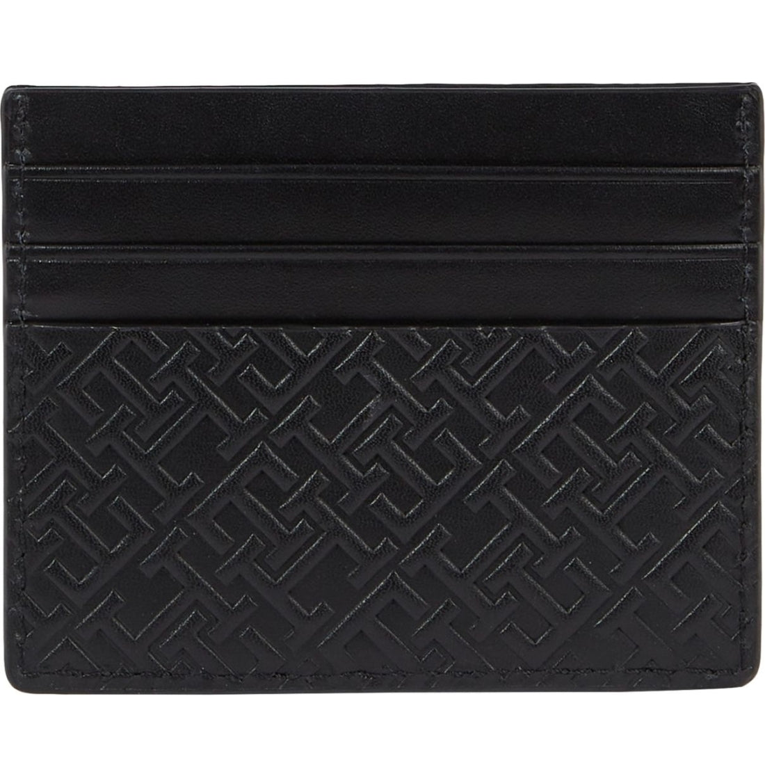 Tommy Hilfiger mens black monogram cc holder card case | Vilbury London