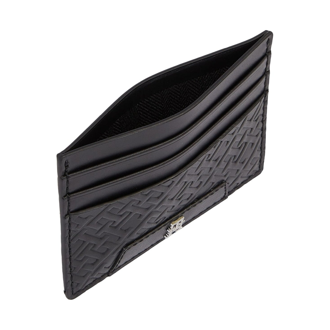 Tommy Hilfiger mens black monogram cc holder card case | Vilbury London