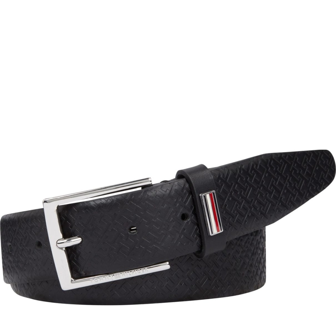 Tommy Hilfiger mens black business 3.5 monogram belt | Vilbury London