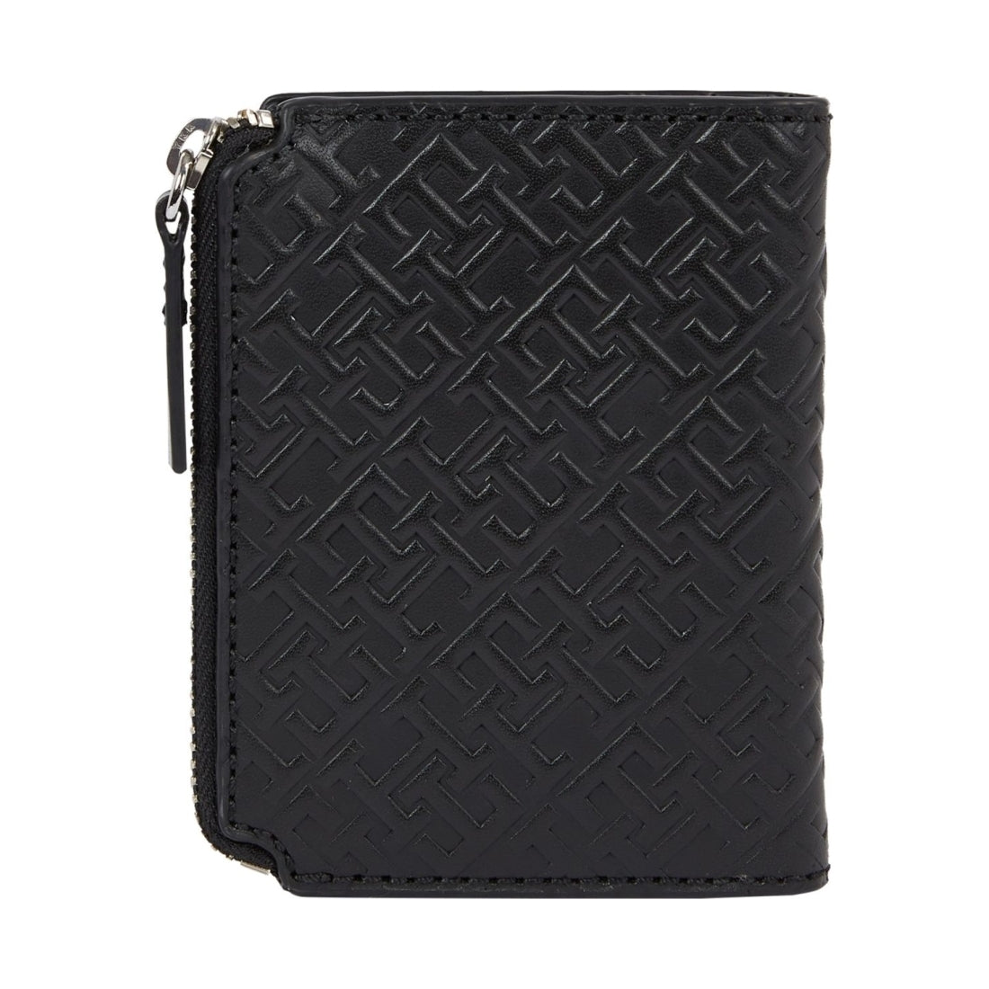 Tommy Hilfiger mens black monogram wizip wallets | Vilbury London