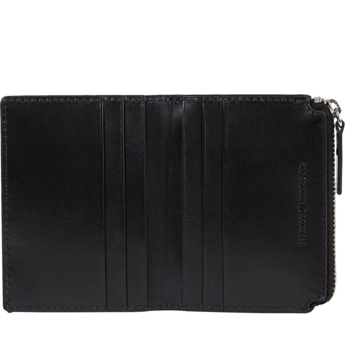 Tommy Hilfiger mens black monogram wizip wallets | Vilbury London