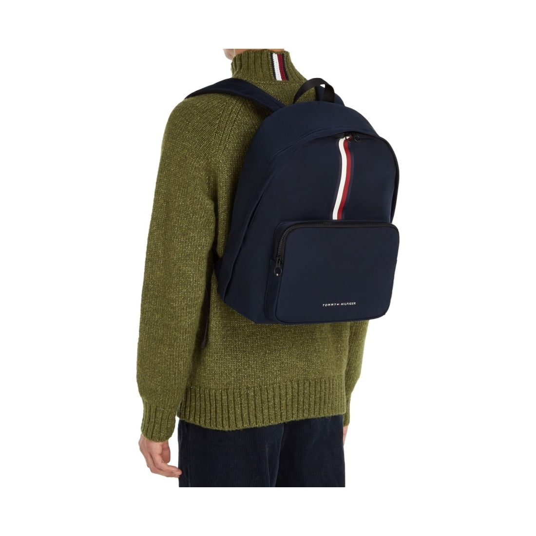 Tommy Hilfiger mens space blue skyline stripe backpack | Vilbury London