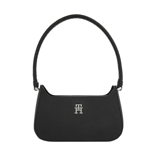 Tommy Hilfiger womens black emblem shoulder bag | Vilbury London