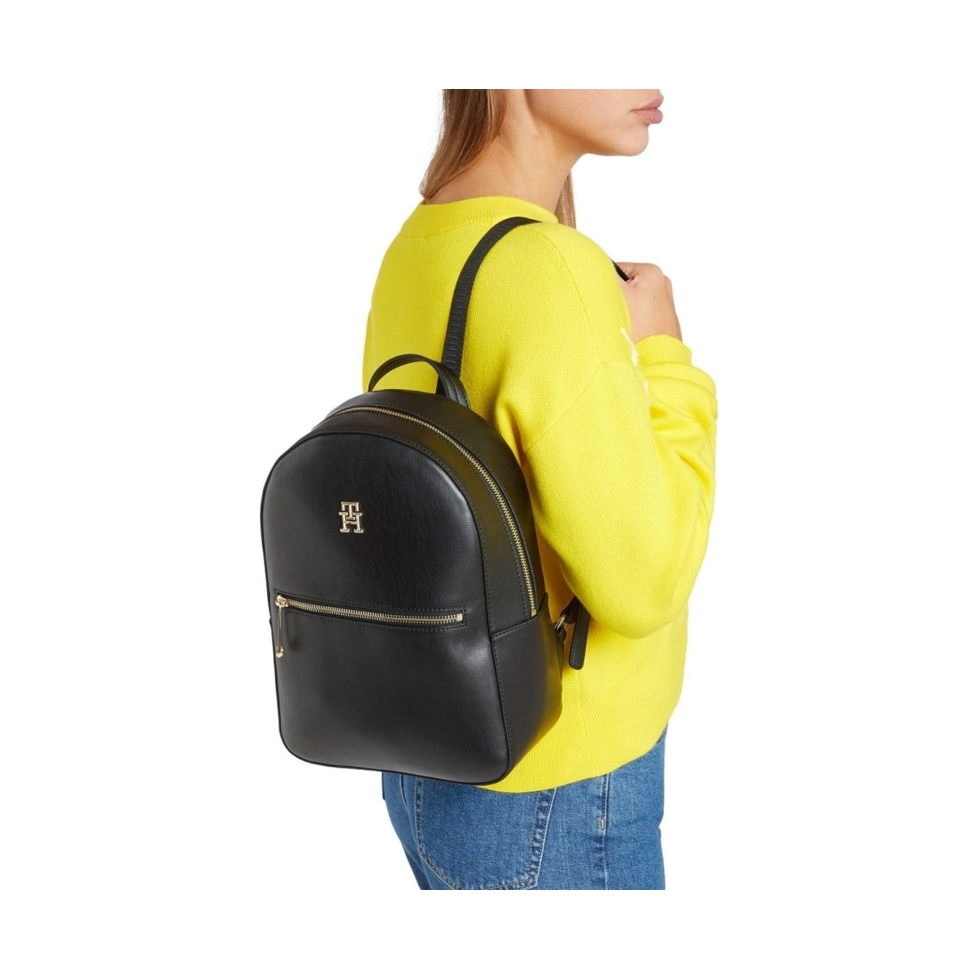 Tommy Hilfiger womens black iconic backpack | Vilbury London