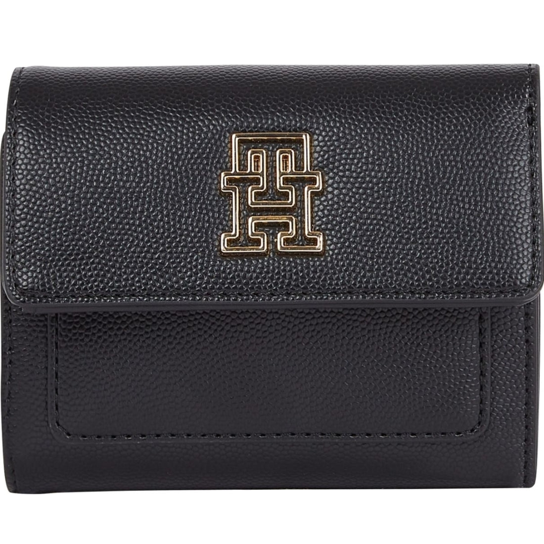 Tommy Hilfiger womens black timeless med flap bill wallets | Vilbury London