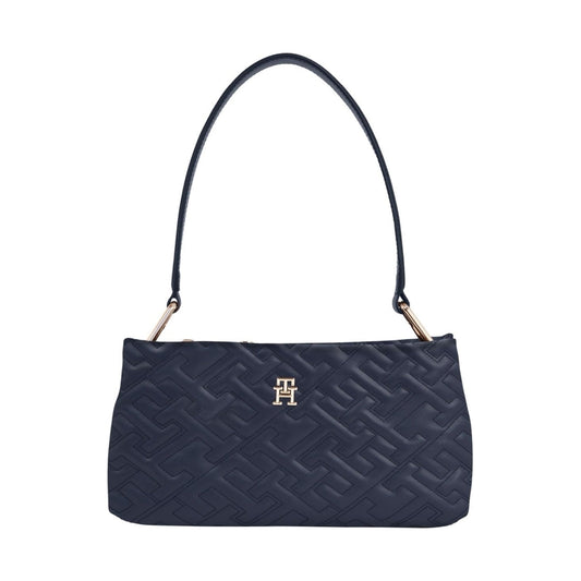 Tommy Hilfiger womens space blue soft shoulder bag mono | Vilbury London