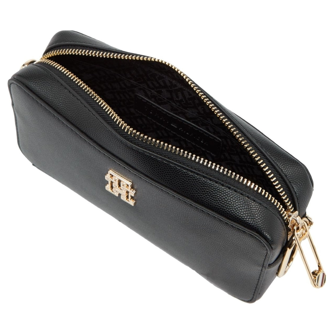 Tommy Hilfiger womens black timeless chain camera bag | Vilbury London