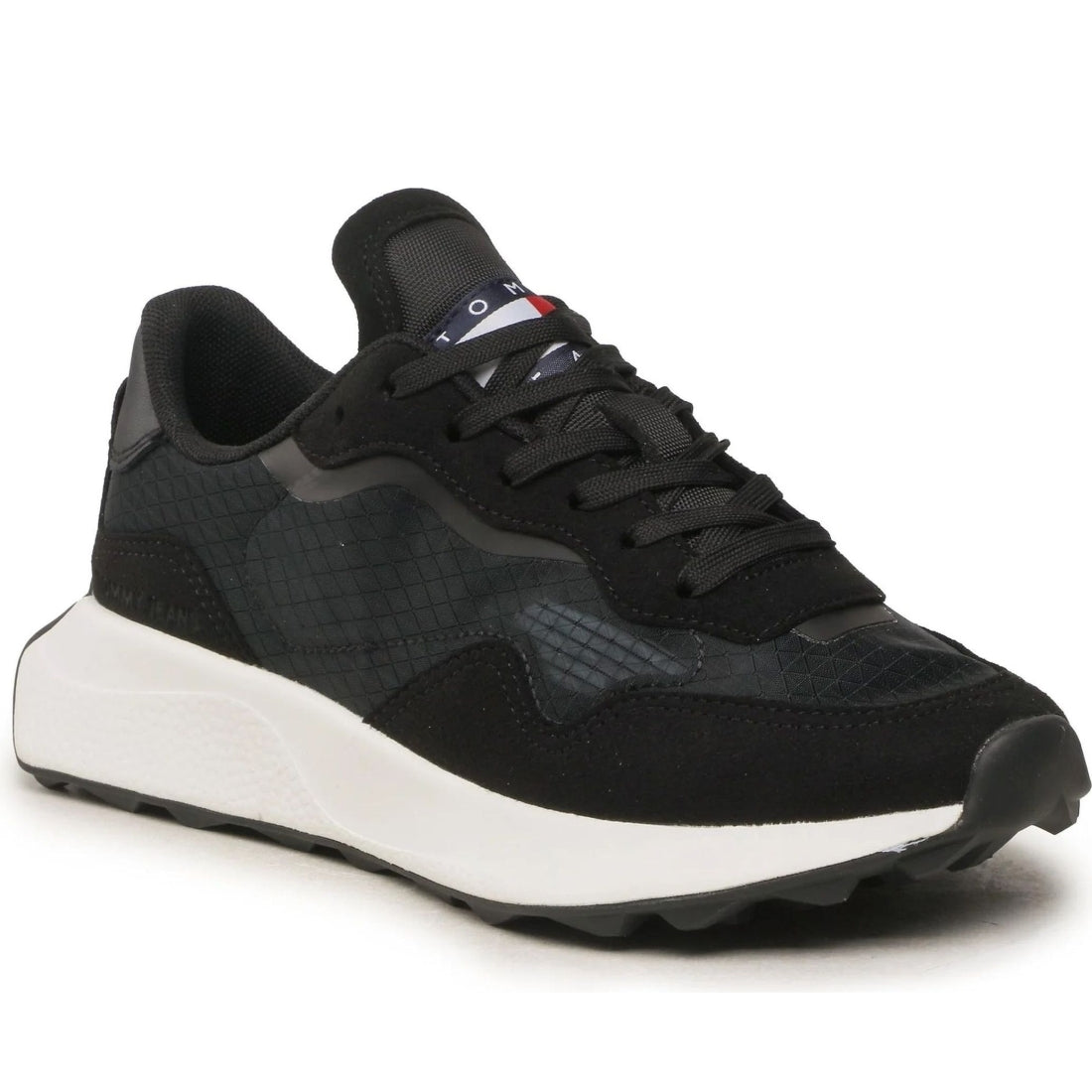 Tommy Jeans mens black translucent runner | Vilbury London