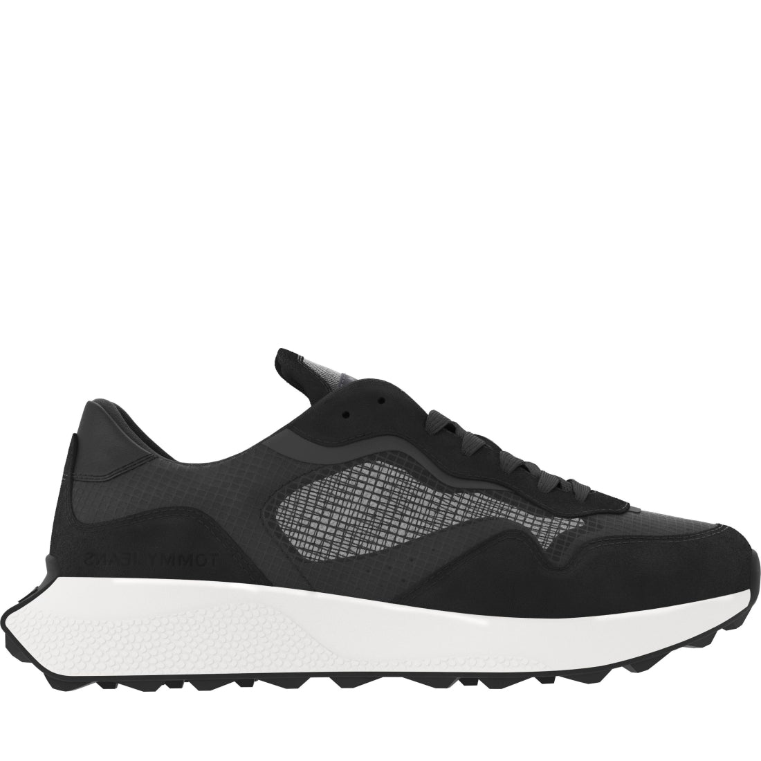 Tommy Jeans mens black translucent runner | Vilbury London