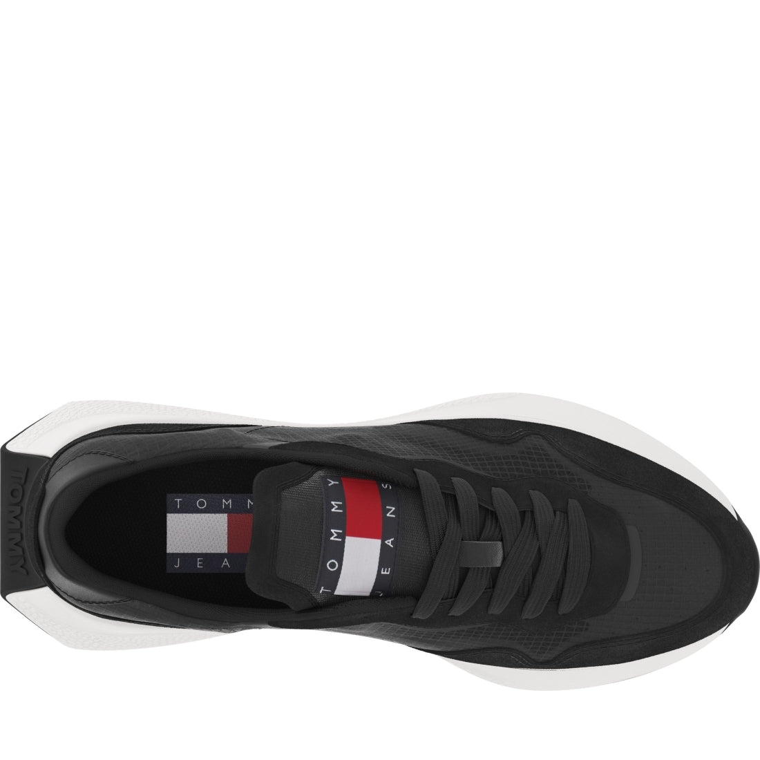 Tommy Jeans mens black translucent runner | Vilbury London