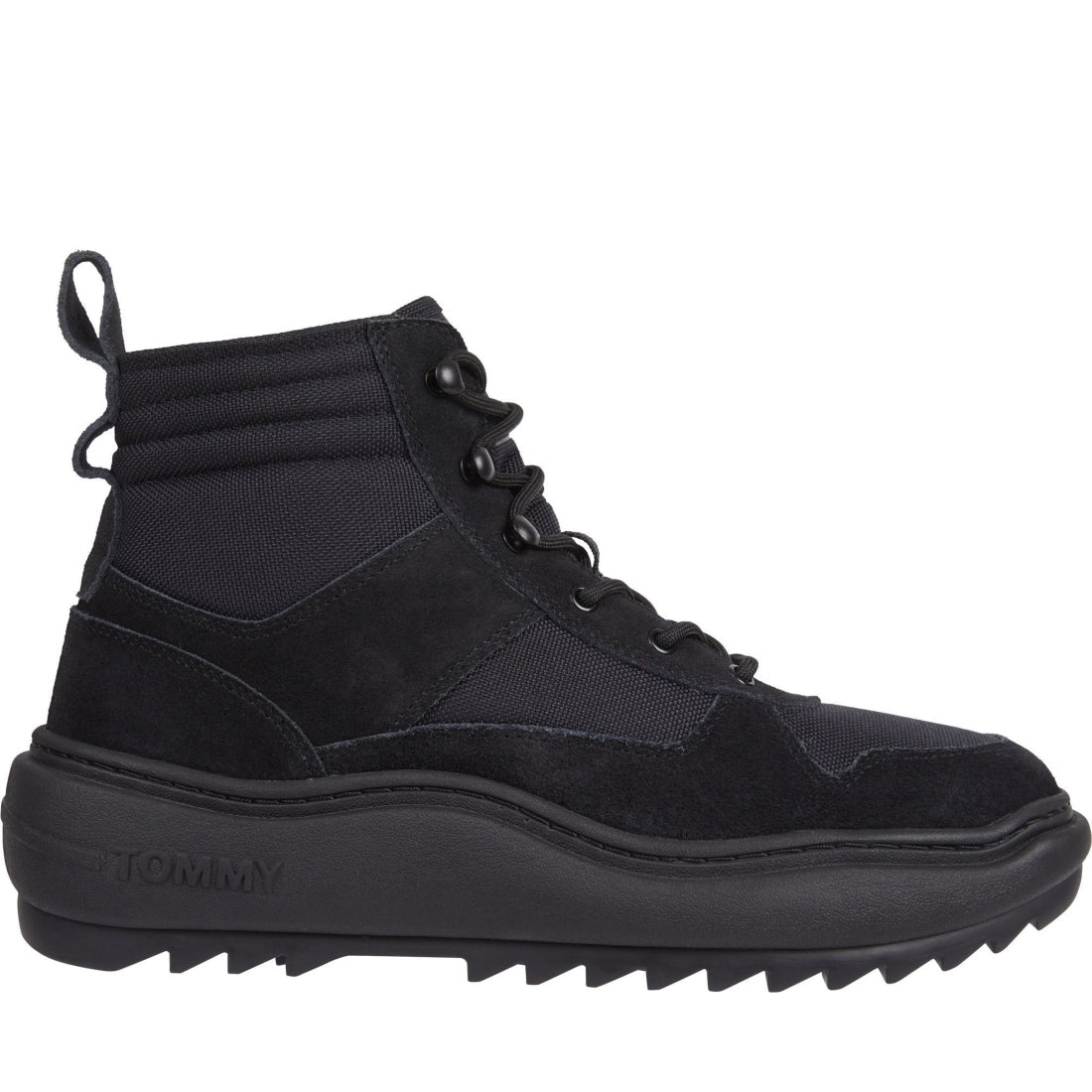 Tommy Jeans mens black mix material boot | Vilbury London