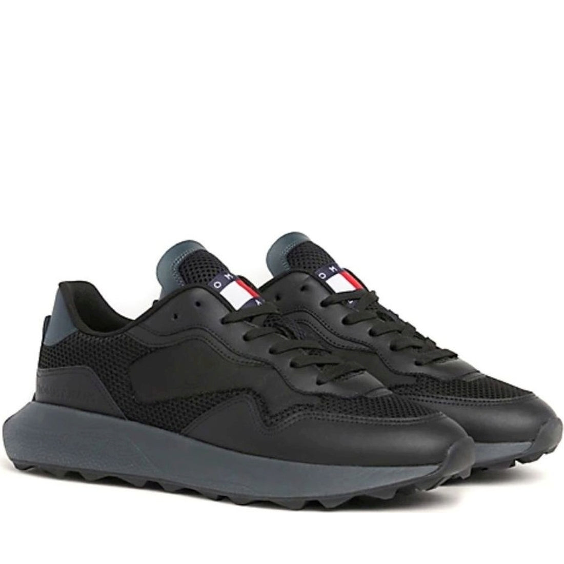 Tommy Jeans mens black runner mix material | Vilbury London