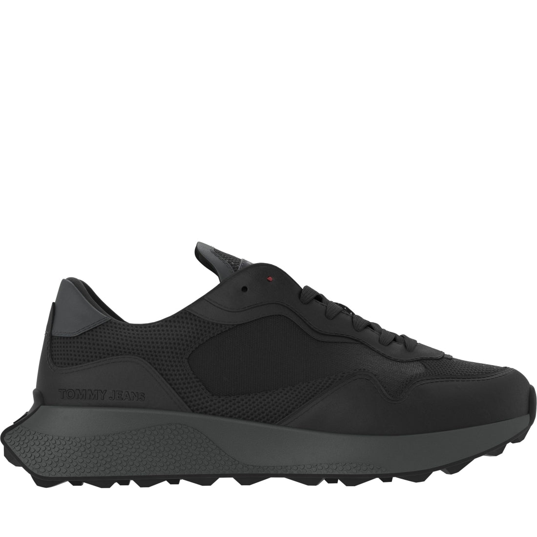 Tommy Jeans mens black runner mix material | Vilbury London