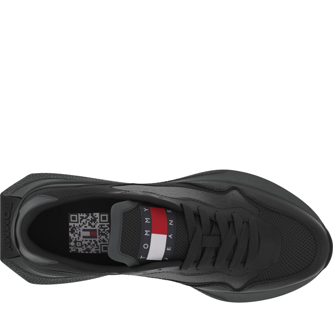 Tommy Jeans mens black runner mix material | Vilbury London