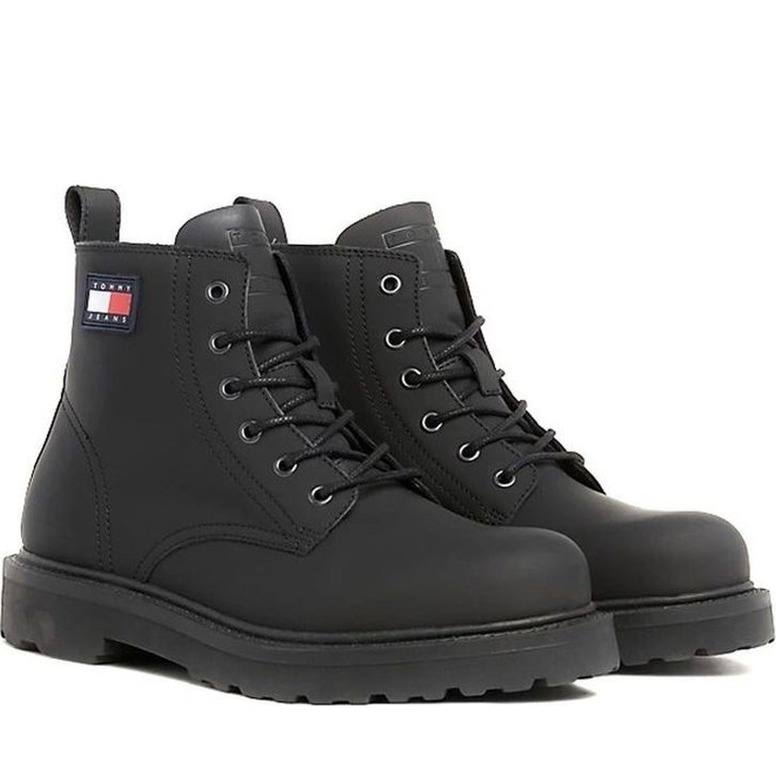 Tommy Jeans mens black ruberized lace up boot | Vilbury London