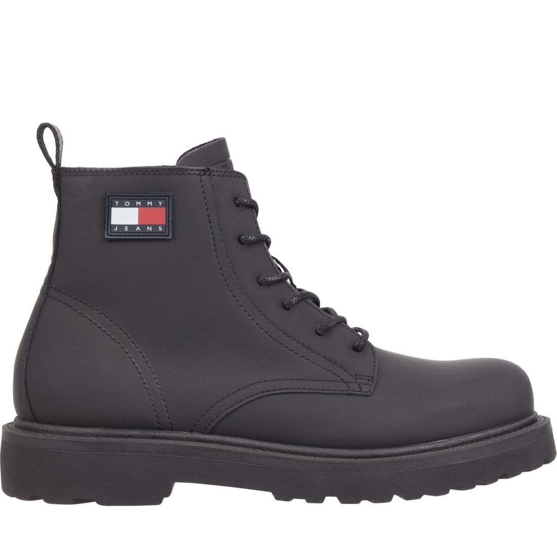 Tommy Jeans mens black ruberized lace up boot | Vilbury London