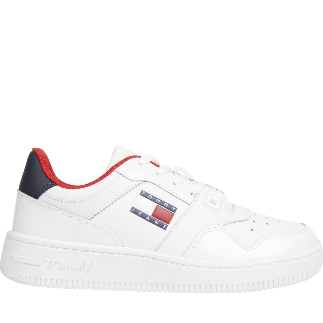 Tommy Jeans womens corporate retro basket glossy sport shoe | Vilbury London