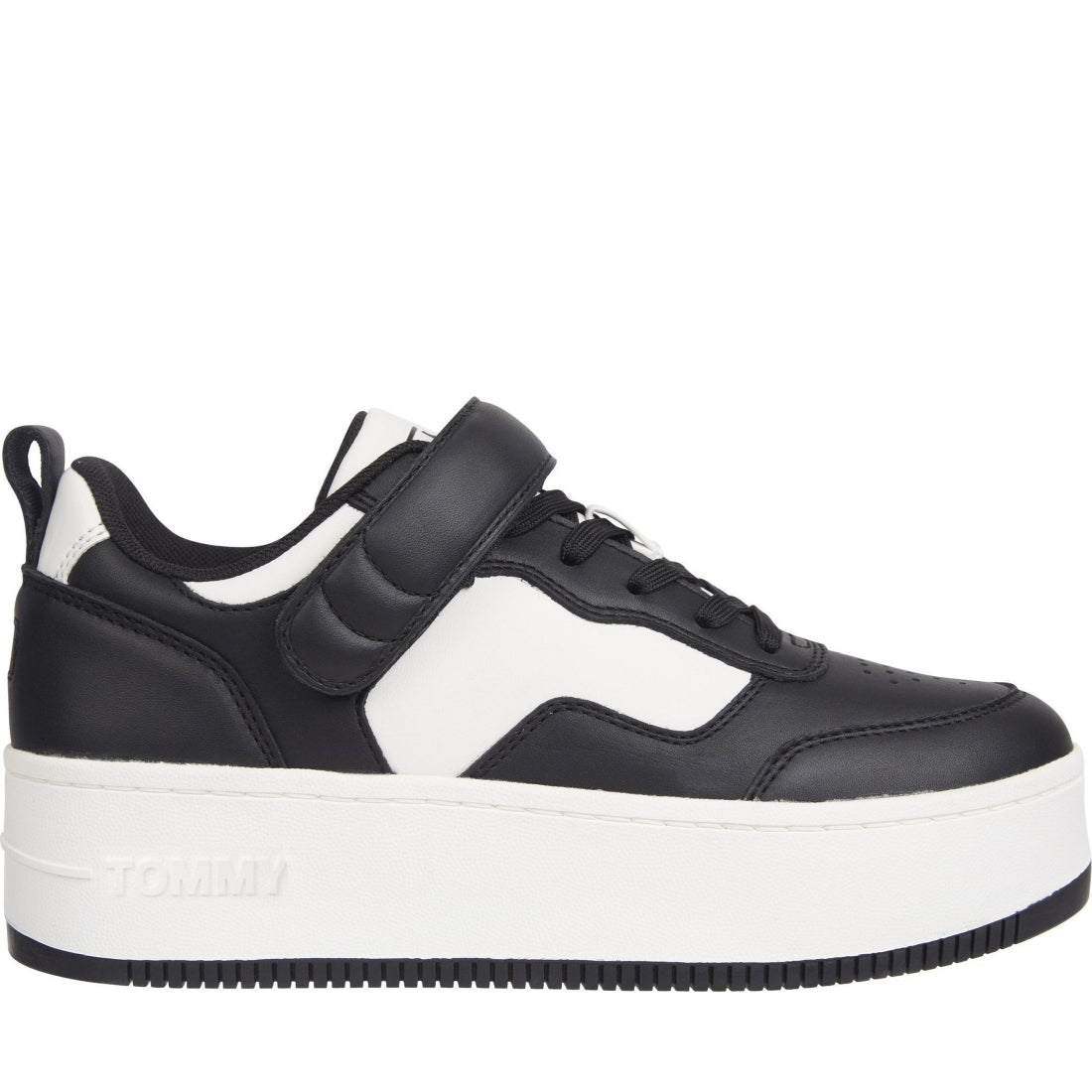 Tommy Jeans womens ecru, black velcro flatform sport shoe | Vilbury London