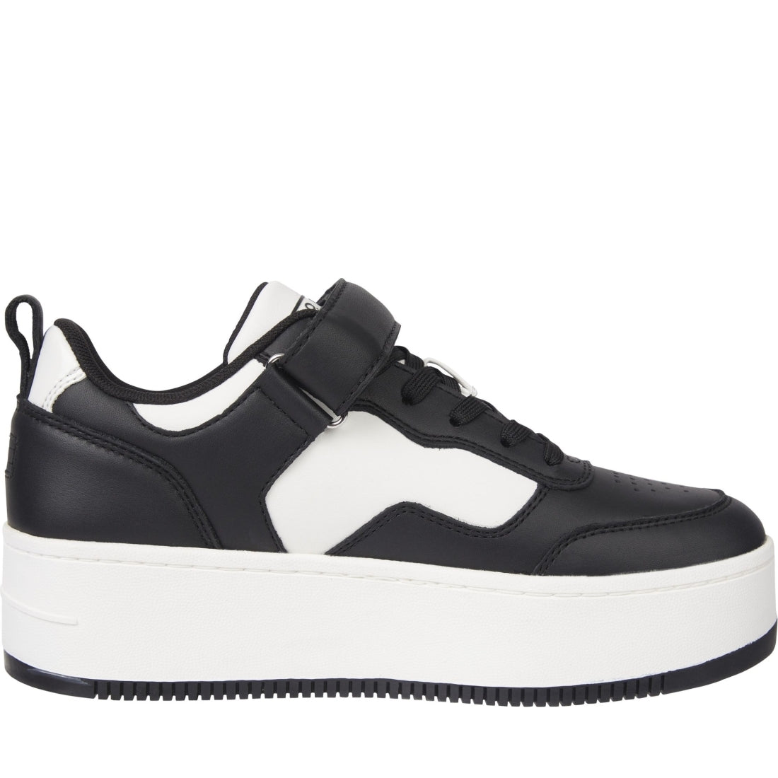 Tommy Jeans womens ecru, black velcro flatform sport shoe | Vilbury London