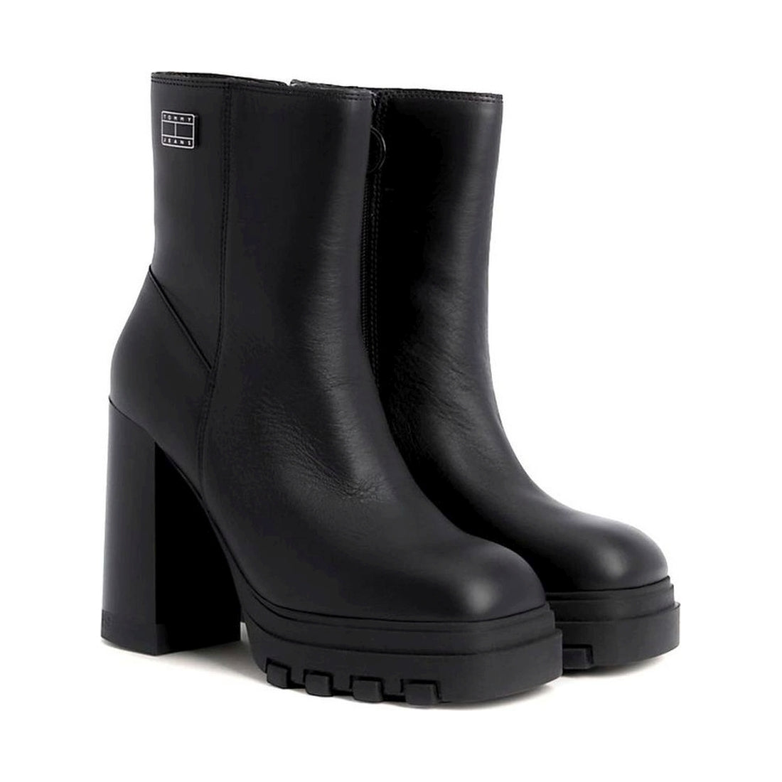 Tommy Jeans womens black high heel ankle boot | Vilbury London