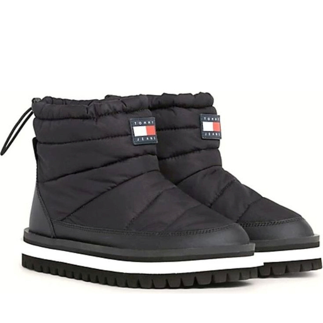 Tommy Jeans womens black padded flat boot | Vilbury London