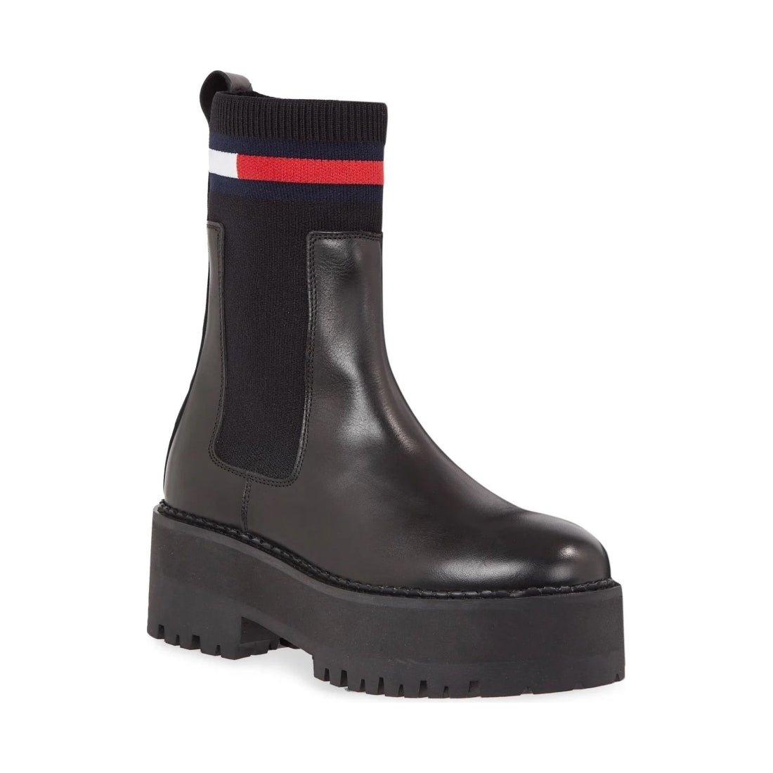 Tommy Jeans womens black flatform chelsea sock | Vilbury London