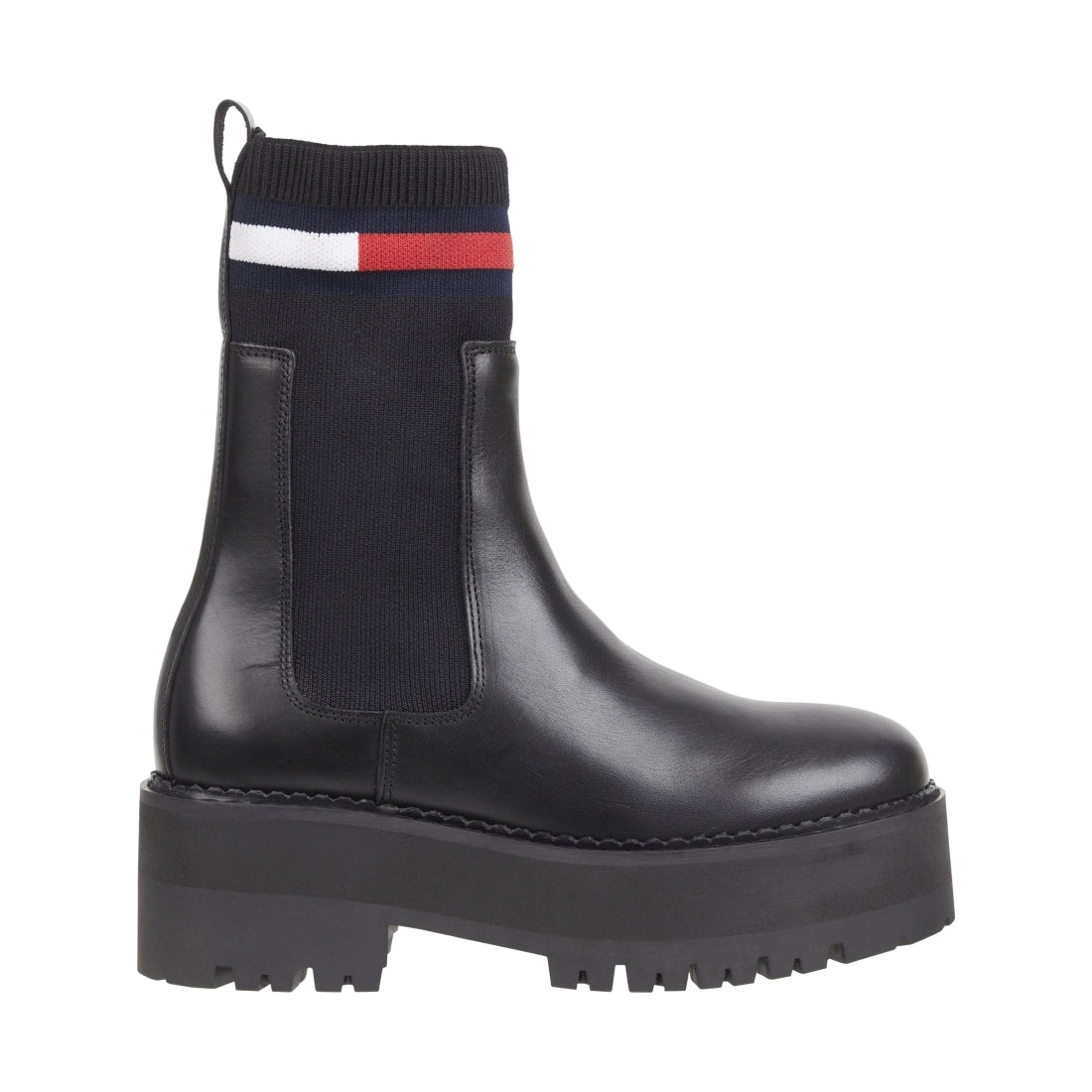 Tommy Jeans womens black flatform chelsea sock | Vilbury London