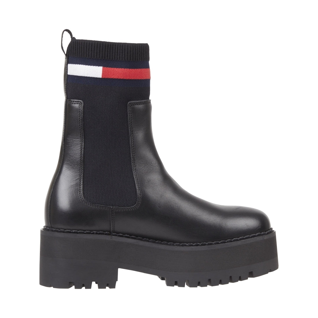 Tommy Jeans womens black flatform chelsea sock | Vilbury London