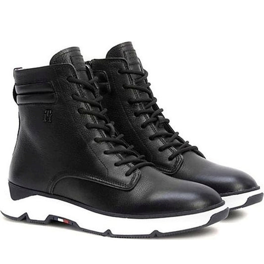 Tommy Hilfiger mens black premium hybrid boot | Vilbury London