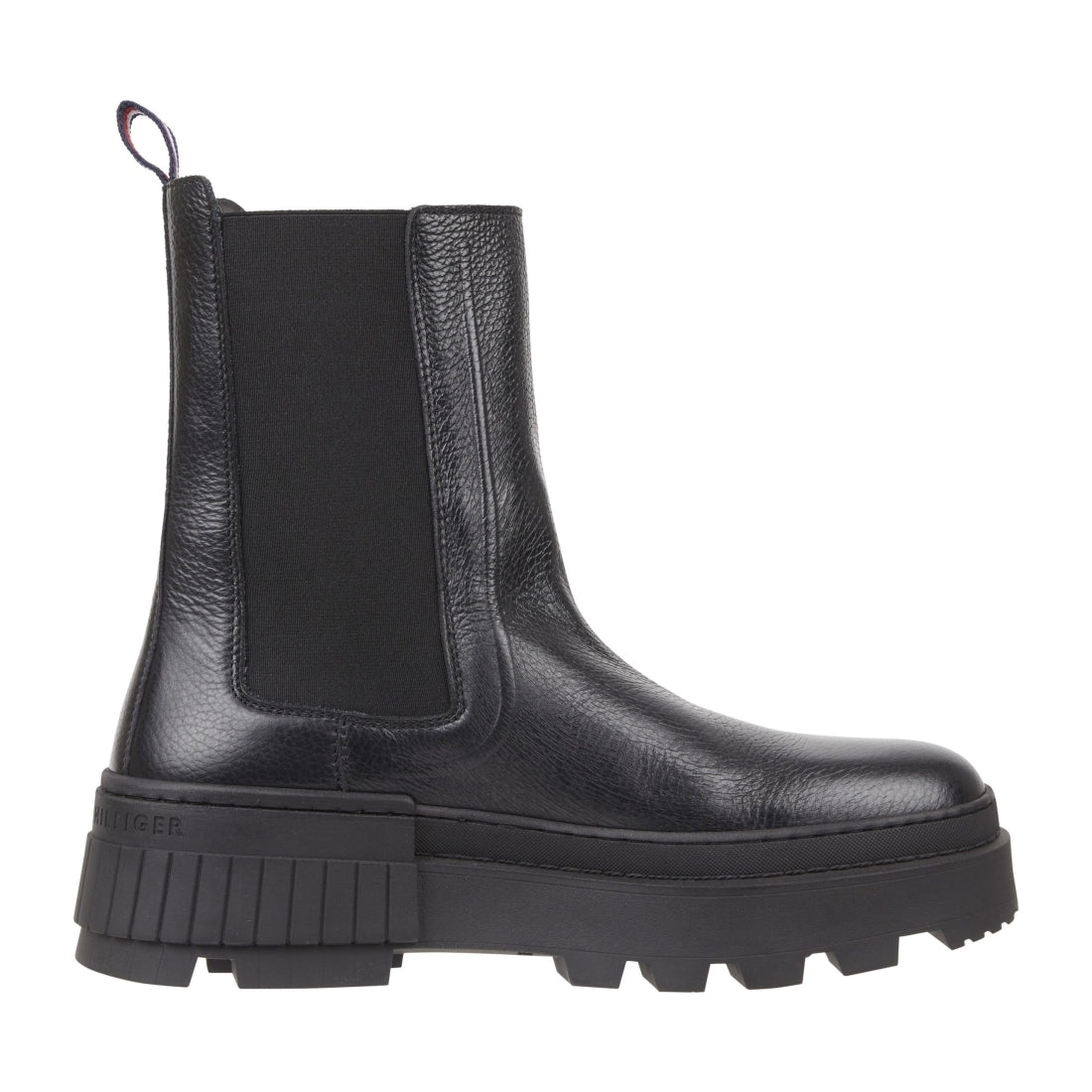 Tommy Hilfiger mens black elevated chunky chelsea booties | Vilbury London