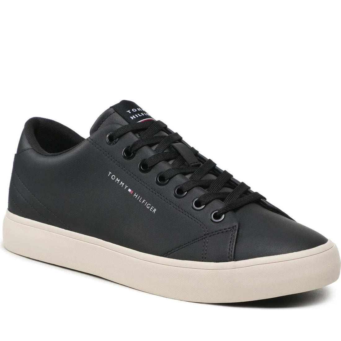 Tommy Hilfiger mens black hi vulc core low sport shoe | Vilbury London