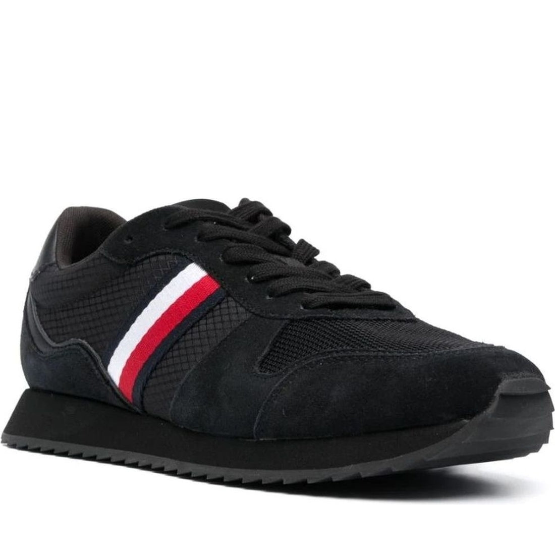 Tommy Hilfiger mens black runner evo mix | Vilbury London