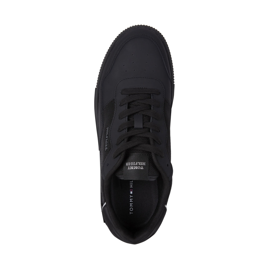 Tommy Hilfiger mens triple black supercup cordura sport shoe | Vilbury London