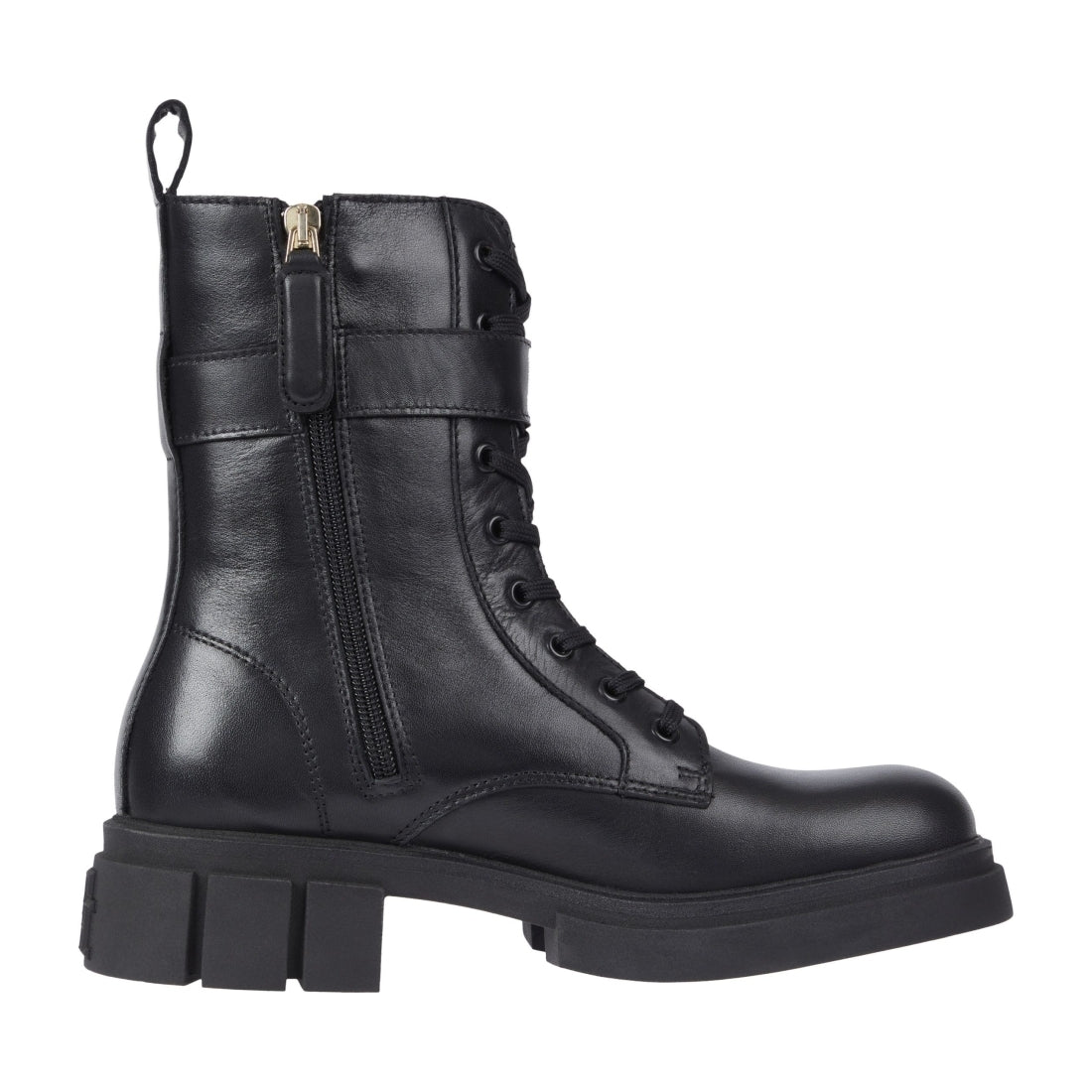 Tommy Hilfiger womens black cool feminine bikerboot | Vilbury London