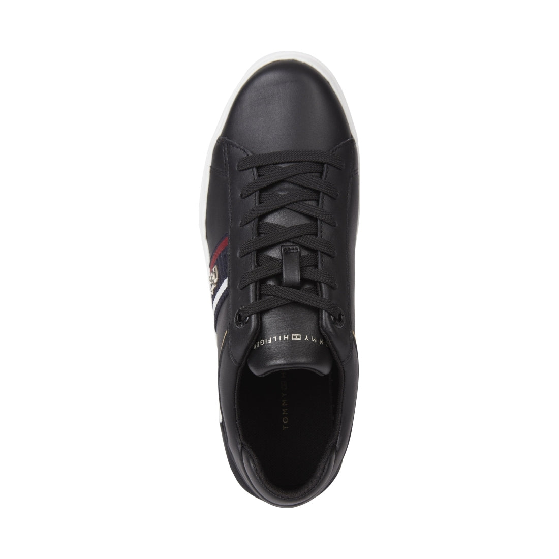 Tommy Hilfiger womens black corp webbing court sneaker | Vilbury London