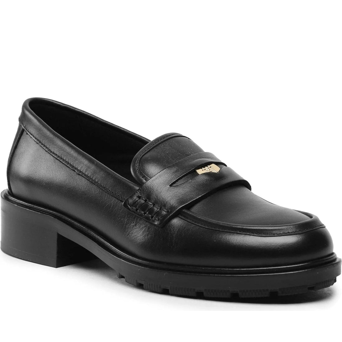 Tommy Hilfiger womens black iconic loafer | Vilbury London