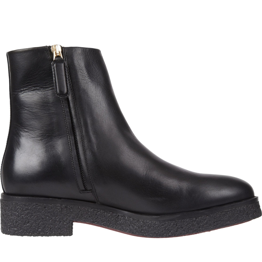 Tommy Hilfiger womens black crepe look ankle boot | Vilbury London