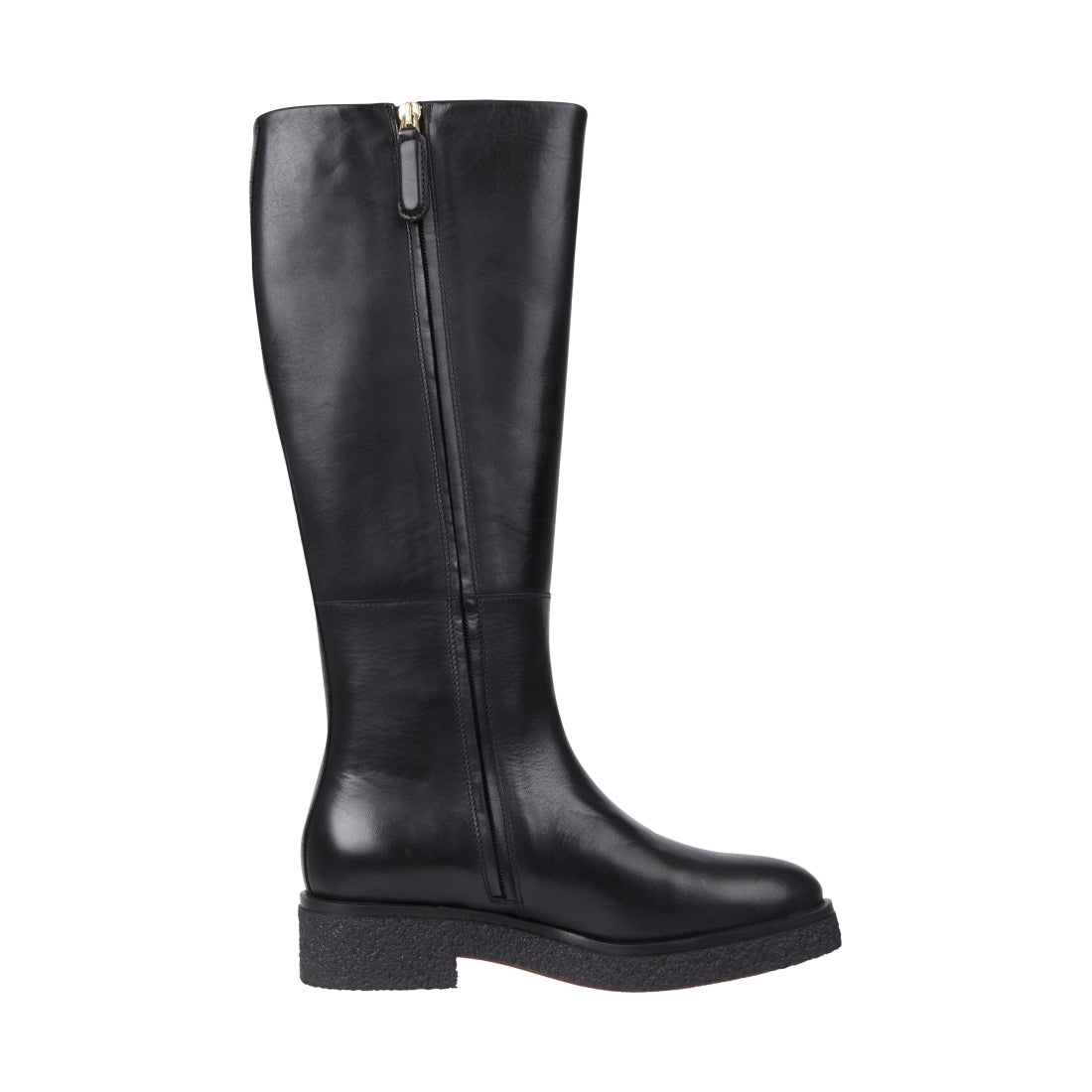 Tommy Hilfiger womens black crepe look longboot | Vilbury London