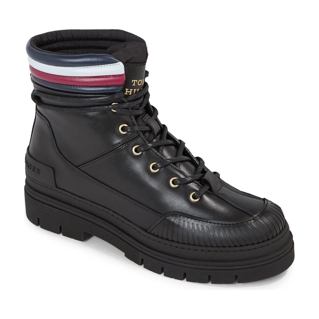 Tommy Hilfiger womens black corporate outdoor boot | Vilbury London