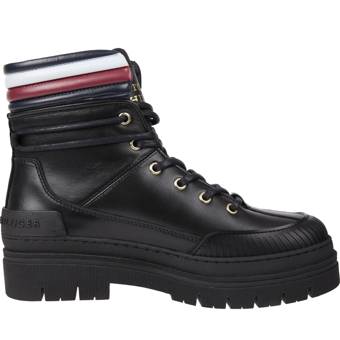 Tommy Hilfiger womens black corporate outdoor boot | Vilbury London