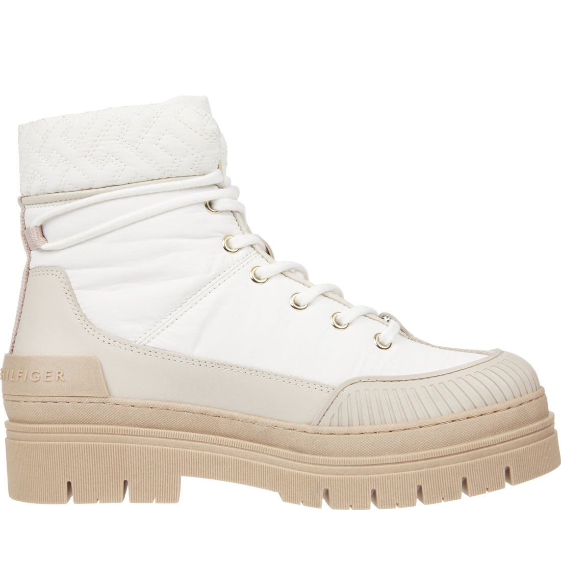 Tommy Hilfiger womens ancient white monogram outdoor boot | Vilbury London