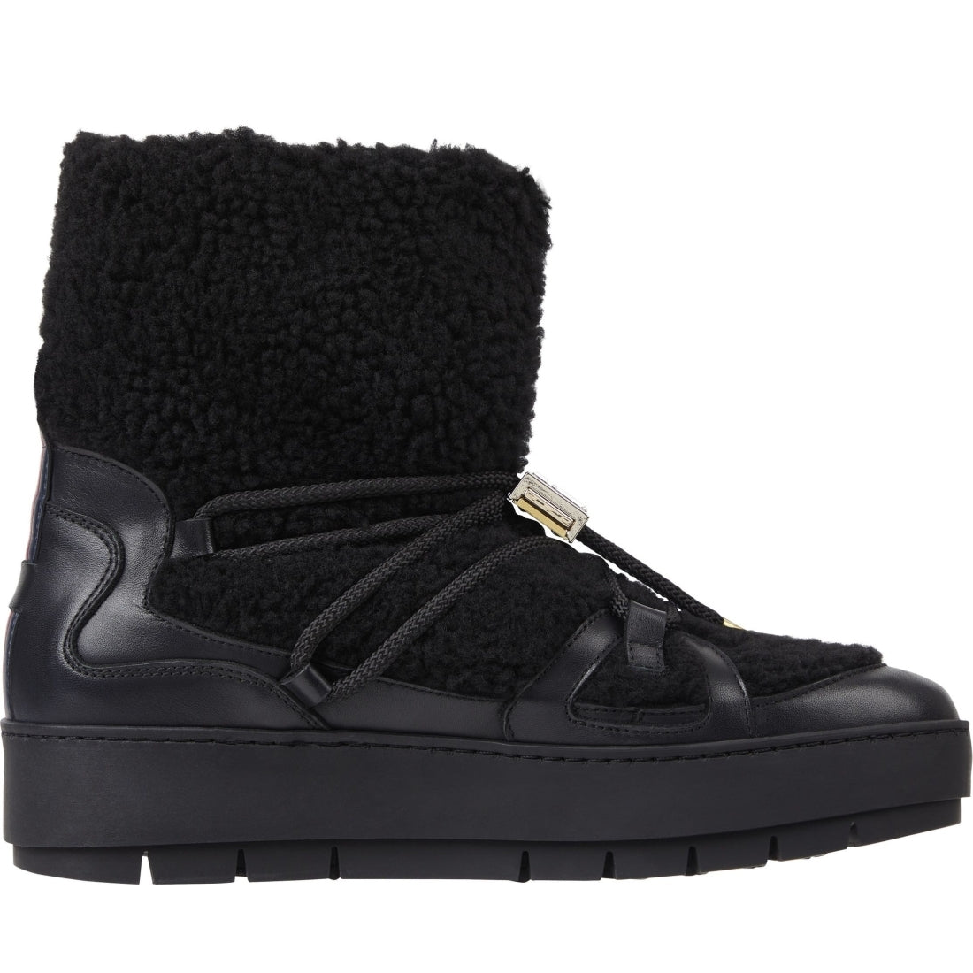 Tommy Hilfiger womens black teddy snowboot | Vilbury London