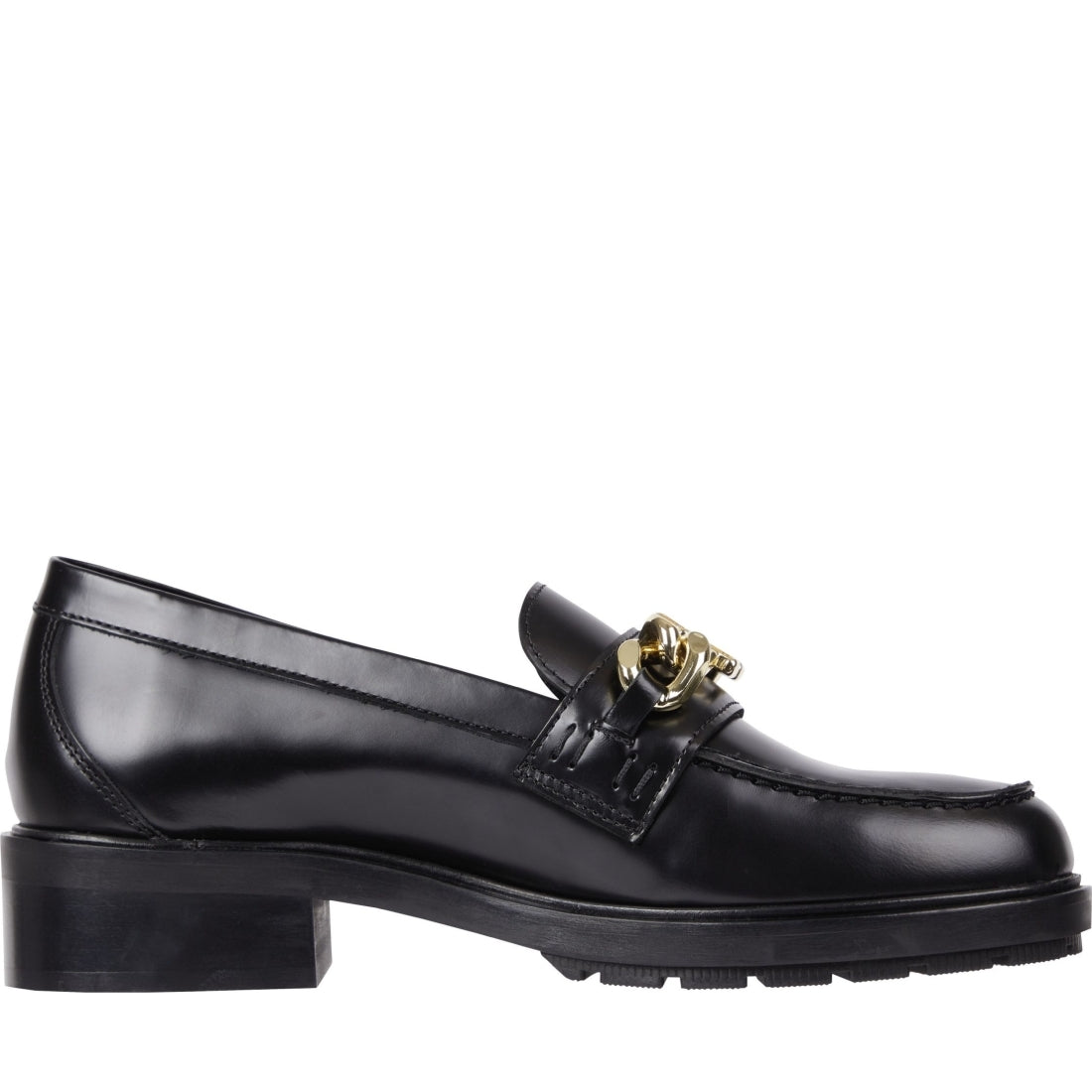 Tommy Hilfiger womens black chain loafer | Vilbury London